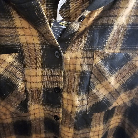 Blooming Jelly Orange and Black Grunge Tshirt Shacket Hoodie - Picture 3 of 5